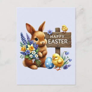 Cartão Postal De Festividades Cartão-postal de Feriado de Coelho de Felz pascoa 