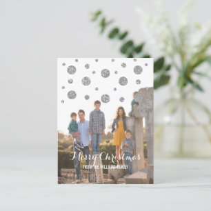 Cartão Postal De Festividades Cartão-postal de Feriado de Confetti Glitter Silve