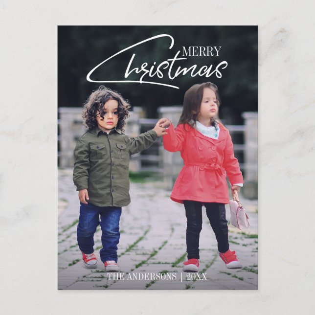 Cartão Postal De Festividades Cartão-postal de Feriado de Script de Natal Nostál (Frente)