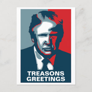 Cartão Postal De Festividades Cartão-postal de Feriado Donald Trump TREASONS GRE