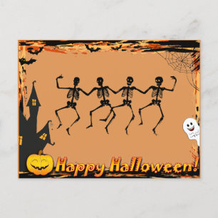 Cartão Postal De Festividades Cartão-postal de Feriado Halloween Skeletons