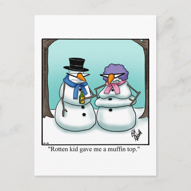 Cartão Postal De Festividades Cartão-postal de Feriado Humor Snowman Engraçado (Frente)