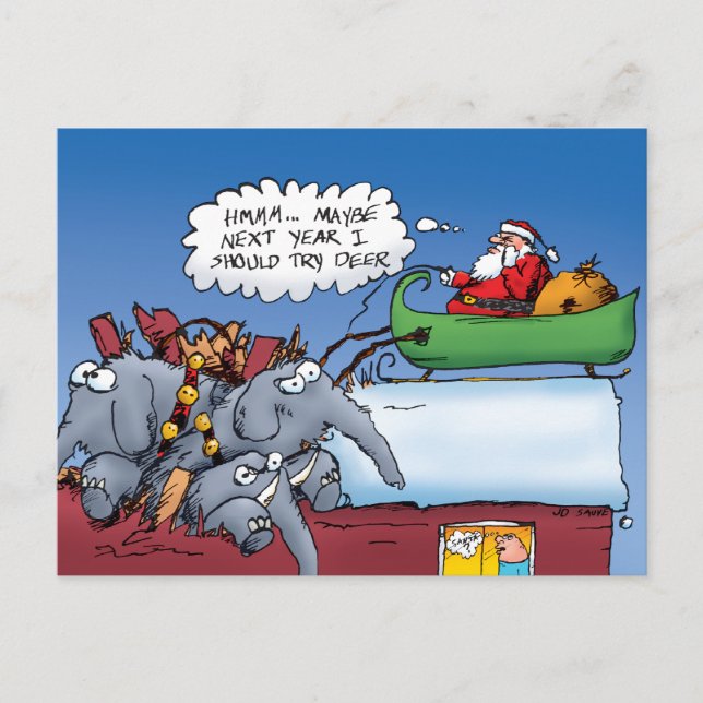Cartão Postal De Festividades Cartão-postal de Feriado Santas Elephants (Frente)