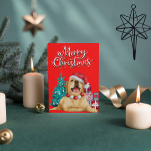 Cartão Postal De Festividades Cartão-postal de Feriado Vermelho para Retriever d