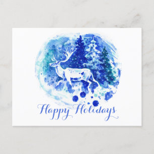 Cartão Postal De Festividades Cartão-postal de Feriado White Winter Reindeer