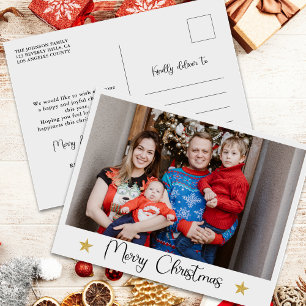 Cartão Postal De Festividades Cartão-postal de Férias da Família Natal Moderna