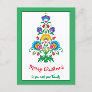 Cartão Postal De Festividades Cartão-postal de férias verde da árvore de Natal �