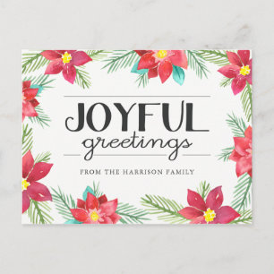 Cartão Postal De Festividades Cartão-postal de Férias Watercolor Poinsettias