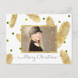 Cartão Postal De Festividades Cartão-postal de Foto com Script Glitter Dourado F