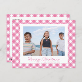 Cartão Postal De Festividades Cartão-postal de Foto de Gingham, Rosa Moderno