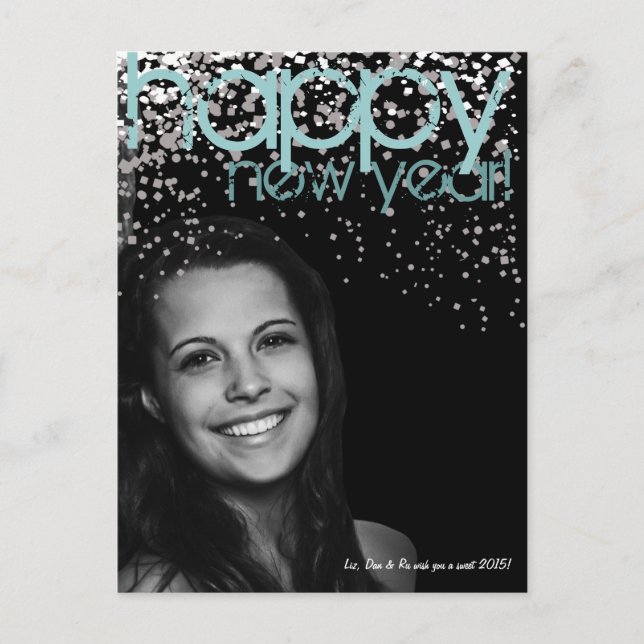 Cartão Postal De Festividades Cartão-postal de fotografia do feliz ano novo (Frente)