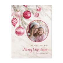 Cartão-postal de fotos com ornamentos brancos rosa