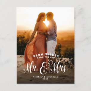 Cartão Postal De Festividades Cartão-postal de fotos de feriado recém-casado