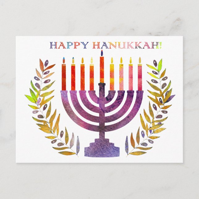Cartão Postal De Festividades Cartão-postal de Hanukkah feliz (Frente)