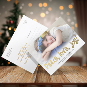Cartão Postal De Festividades Cartão-postal de Joy Photo Modern com Amor de Paz