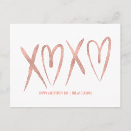 Cartão Postal De Festividades Cartão-postal de Namorados Dourado com Rosa Bruche