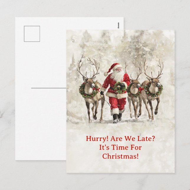 Cartão Postal De Festividades Cartão-postal de Natal Atrasado para papais noeis (Frente/Verso)