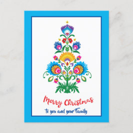 Cartão Postal De Festividades Cartão-postal de Natal azul do folclore 🎄 árvore