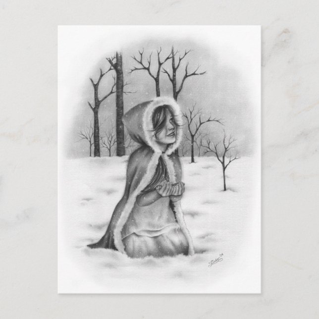 Cartão Postal De Festividades Cartão-postal de Natal com Flocos de Neve (Frente)