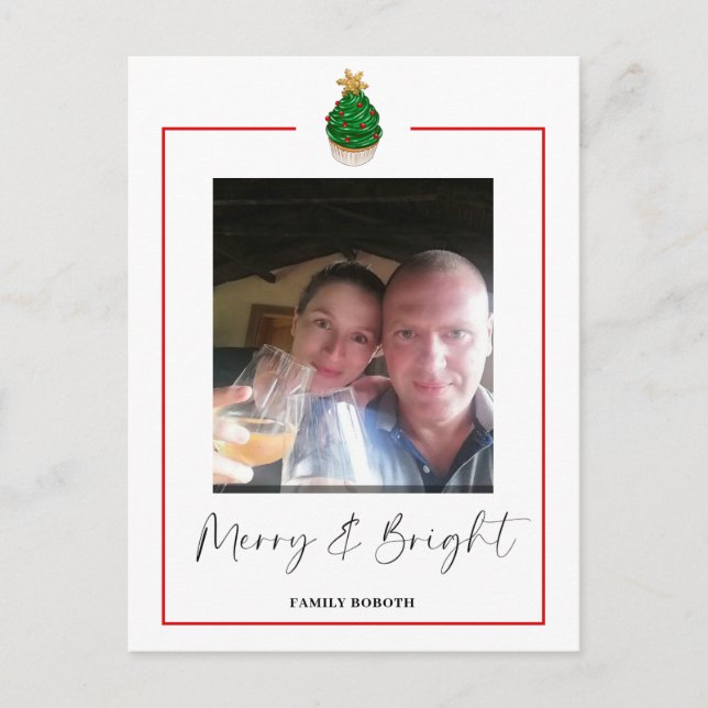 Cartão Postal De Festividades Cartão-postal de Natal da família Flat Holiday (Frente)