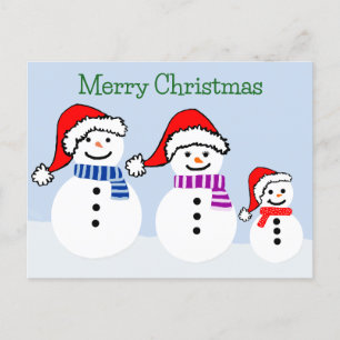 Cartão Postal De Festividades Cartão-postal de Natal da Família Snowman