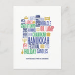 Cartão Postal De Festividades Cartão-postal de Natal das Palavras Hanukkah<br><div class="desc">Personalize o texto personalizado acima. Você pode encontrar itens de coordenação adicionais na nossa coleção "Feriado de Palavras de Chanucá".</div>