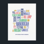 Cartão Postal De Festividades Cartão-postal de Natal das Palavras Hanukkah<br><div class="desc">Personalize o texto personalizado acima. Você pode encontrar itens de coordenação adicionais na nossa coleção "Feriado de Palavras de Chanucá".</div>