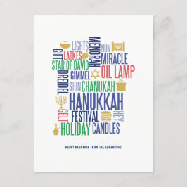 Cartão Postal De Festividades Cartão-postal de Natal das Palavras Hanukkah