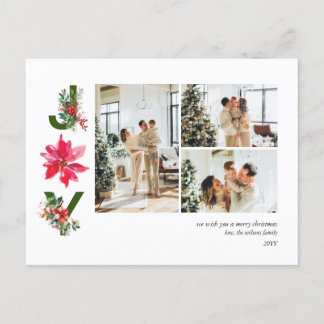 Cartão Postal De Festividades Cartão-postal de Natal de Colagem de Fotos Minimal