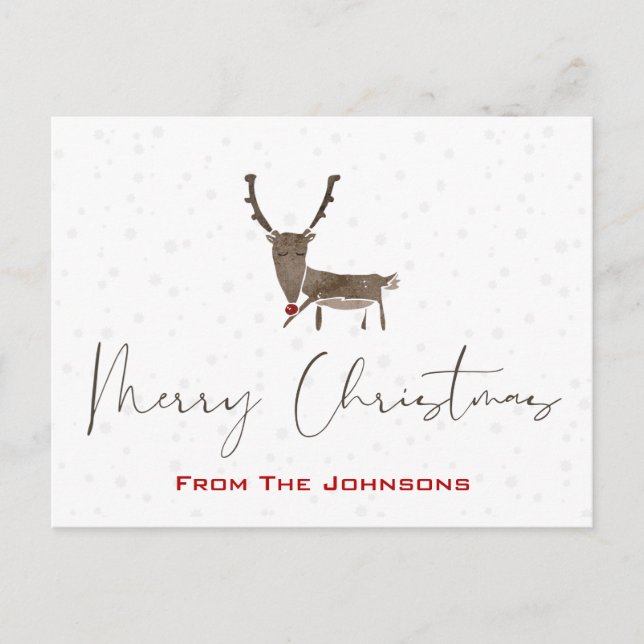 Cartão Postal De Festividades Cartão-postal de Natal de Férias Moderno Rudolf (Frente)