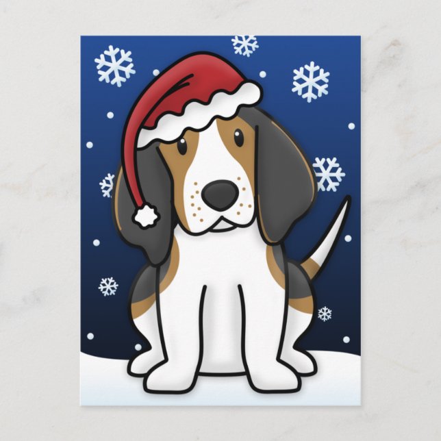 Cartão Postal De Festividades Cartão-postal de Natal de Kawaii Treeing Walker Co (Frente)