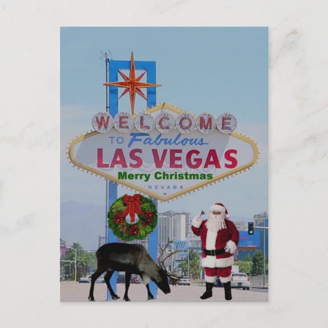 Cartão Postal De Festividades Cartão-postal de Natal de Las Vegas para Papais no (Frente)