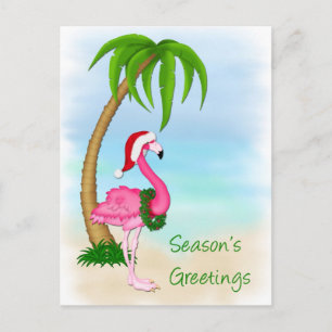 Cartão Postal De Festividades Cartão-postal de Natal de Palm Flamingo, Rosa