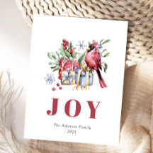 Cartão-postal de Natal de Pássaro Cardinho com Aqu