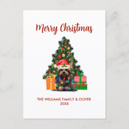 Cartão Postal De Festividades Cartão-postal de Natal de Yorkie e árvore
