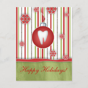 Cartão Postal De Festividades Cartão-postal de Natal Dental - Stripes Vermelhas