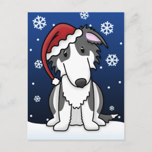Cartão Postal De Festividades Cartão-postal de Natal do Borzoi Negro e Branco