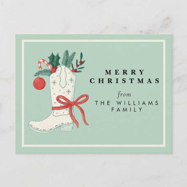 Cartão Postal De Festividades Cartão-postal de Natal do Cowboy Saudação (Frente)