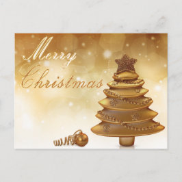 Cartão Postal De Festividades Cartão-postal de Natal Dourado Elegante