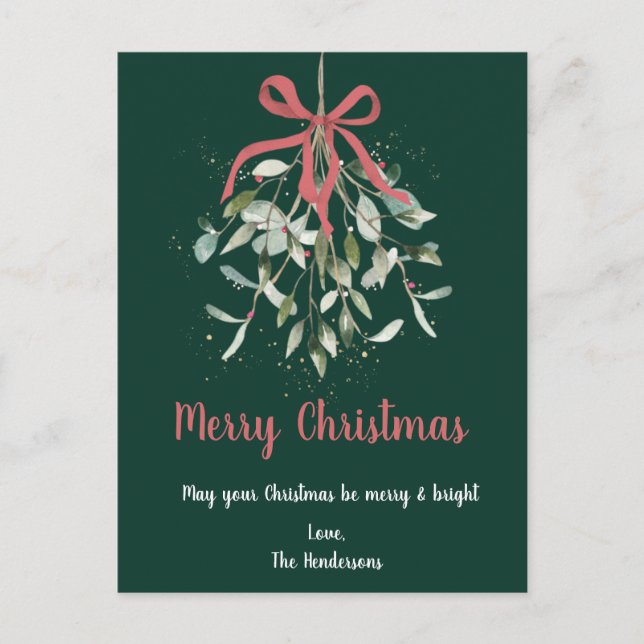 Cartão Postal De Festividades Cartão-postal de Natal Elegante Mistletoy (Frente)