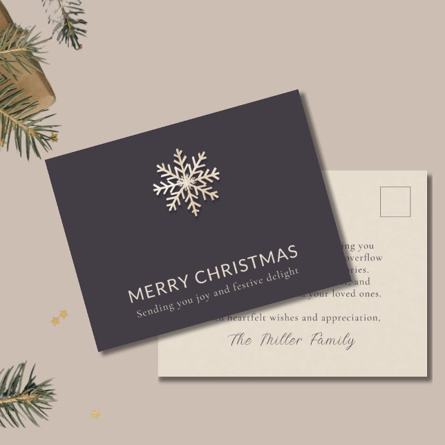 Cartão Postal De Festividades Cartão-postal de Natal Elegante Snowflake (Criador carregado)