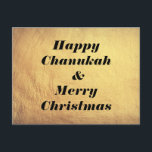 Cartão Postal De Festividades Cartão-postal de Natal Feliz e Feliz<br><div class="desc">Feliz Chanukah! Feliz Natal!</div>