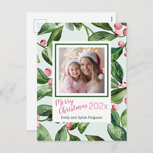 Cartão Postal De Festividades Cartão-postal de Natal Feliz e Misturado (Frente/Verso)