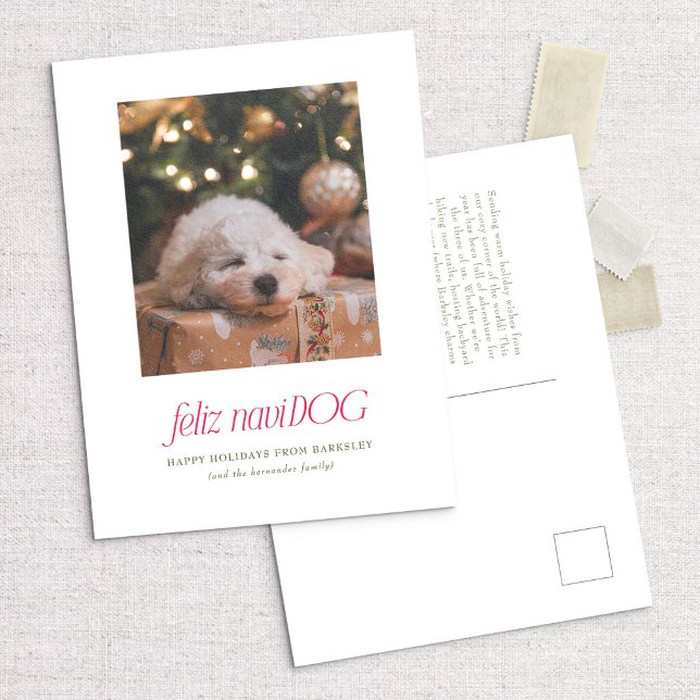 Cartão Postal De Festividades Cartão-postal de Natal Feliz NaviDog Punny Pet (Criador carregado)