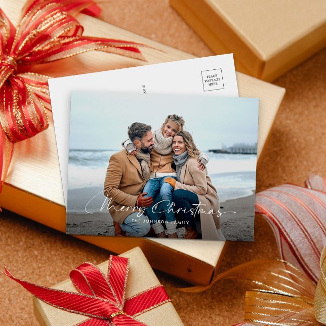 Cartão Postal De Festividades Cartão-postal de Natal feliz para fotos modernas (Criador carregado)