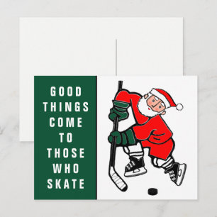 Cartão Postal De Festividades Cartão-postal de Natal Feriado de Hockey Engraçado