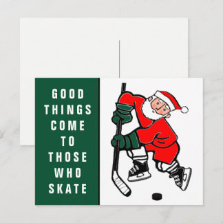 Cartão Postal De Festividades Cartão-postal de Natal Feriado de Hockey Engraçado