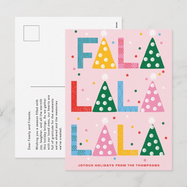 Cartão Postal De Festividades Cartão-postal de Natal Festivo FA LA Joyous (Frente/Verso)