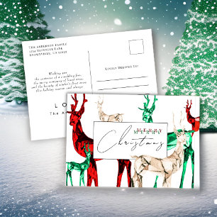 Cartão Postal De Festividades Cartão-postal de Natal Gemstone Crystal Reindeer
