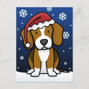 Cartão Postal De Festividades Cartão-postal de Natal Kawaii Beagle